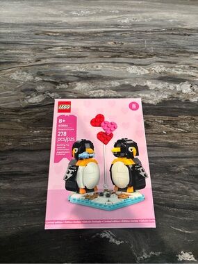 Lego Pink Penguin Couple with Heart Balloon